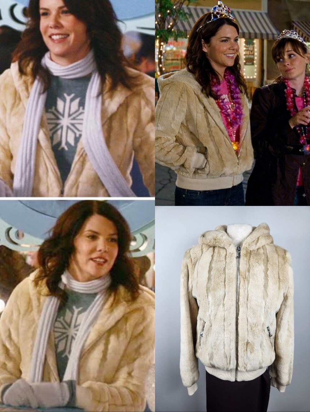 ASO Lorelai Gilmore Girls Juciy Couture Teddy Bear Faux Fur Jacket Hoodie Y2K